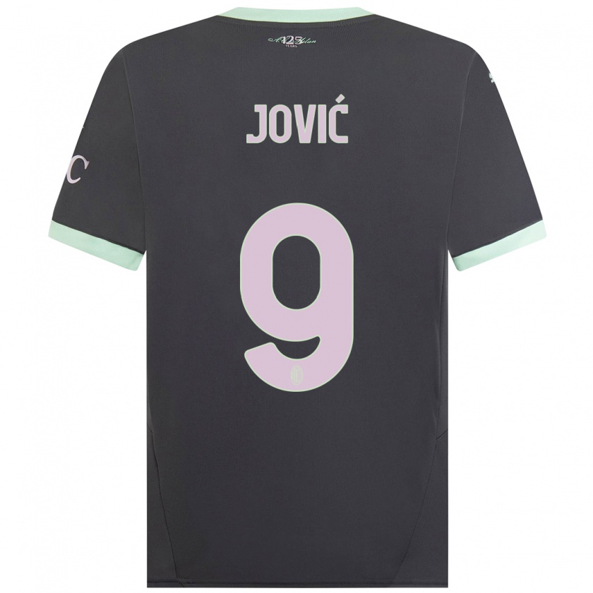 Kandiny Kinder Luka Jović #9 Grau Ausweichtrikot Trikot 2024/25 T-Shirt