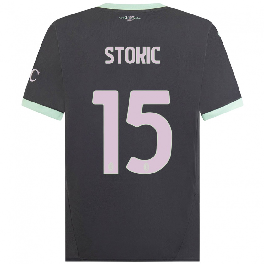 Kandiny Kinder Sara Stokić #15 Grau Ausweichtrikot Trikot 2024/25 T-Shirt