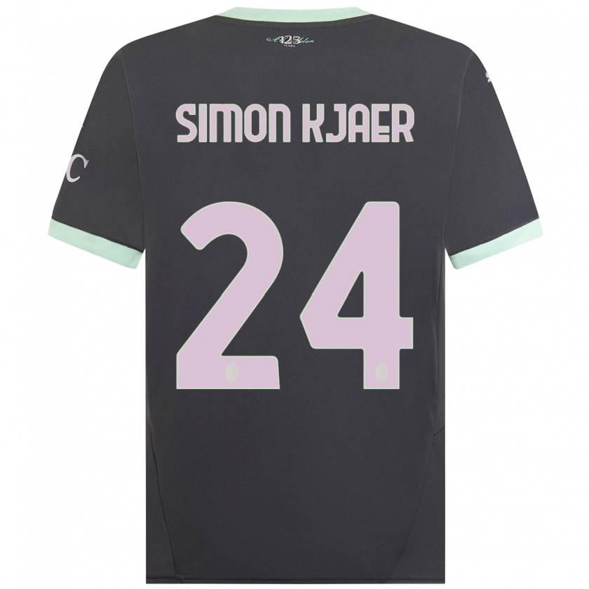 Kandiny Kinder Simon Kjaer #24 Grau Ausweichtrikot Trikot 2024/25 T-Shirt