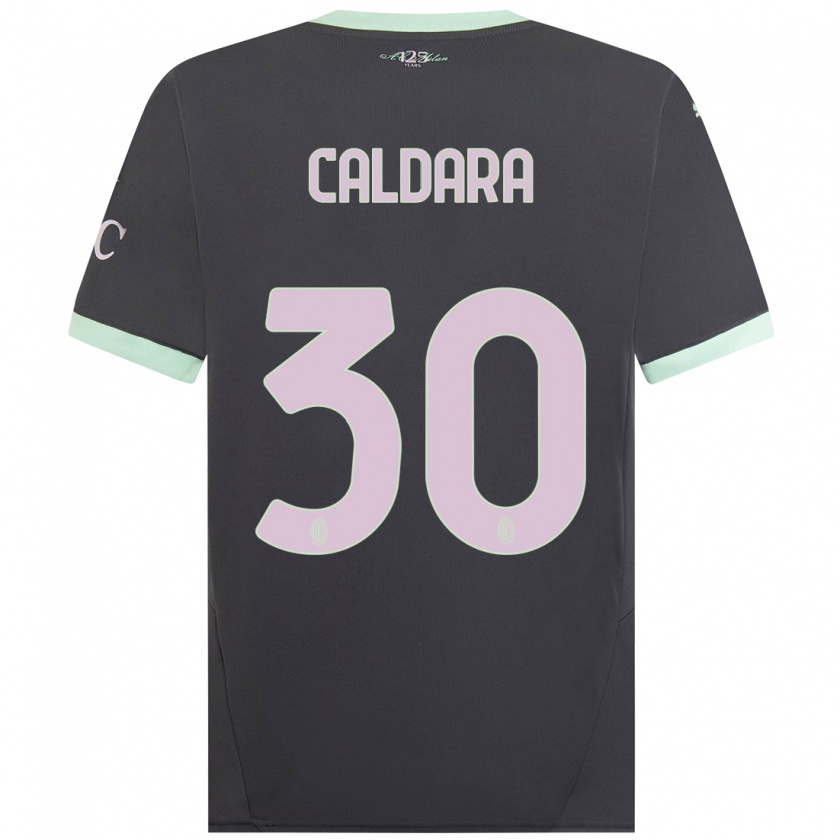 Kandiny Kinder Mattia Caldara #30 Grau Ausweichtrikot Trikot 2024/25 T-Shirt