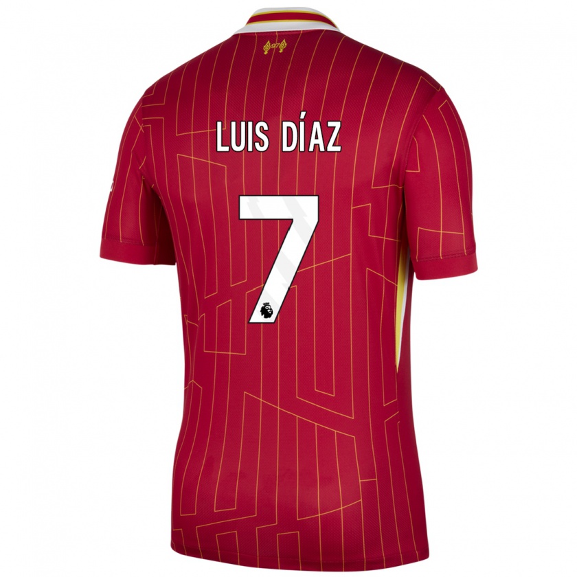 Kandiny Herren Luis Díaz #7 Rot Gelb Weiß Heimtrikot Trikot 2024/25 T-Shirt