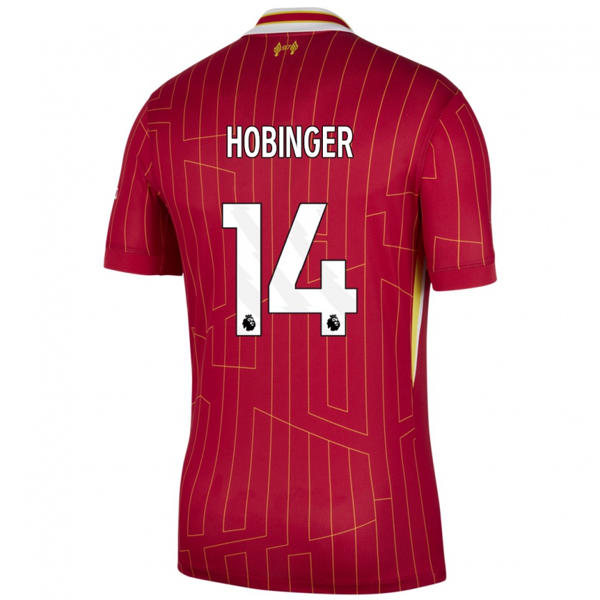 Kandiny Herren Marie Höbinger #14 Rot Gelb Weiß Heimtrikot Trikot 2024/25 T-Shirt