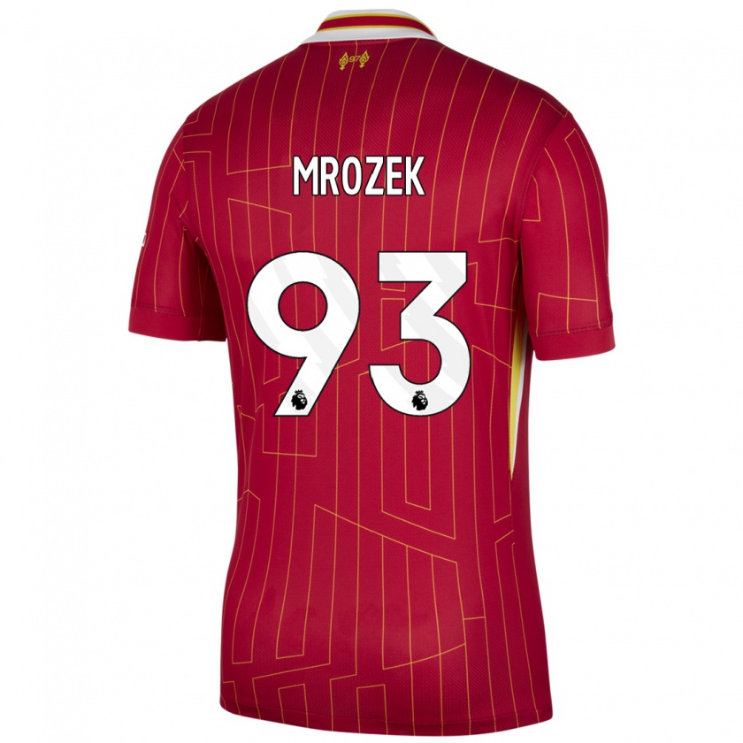 Kandiny Herren Fabian Mrozek #93 Rot Gelb Weiß Heimtrikot Trikot 2024/25 T-Shirt