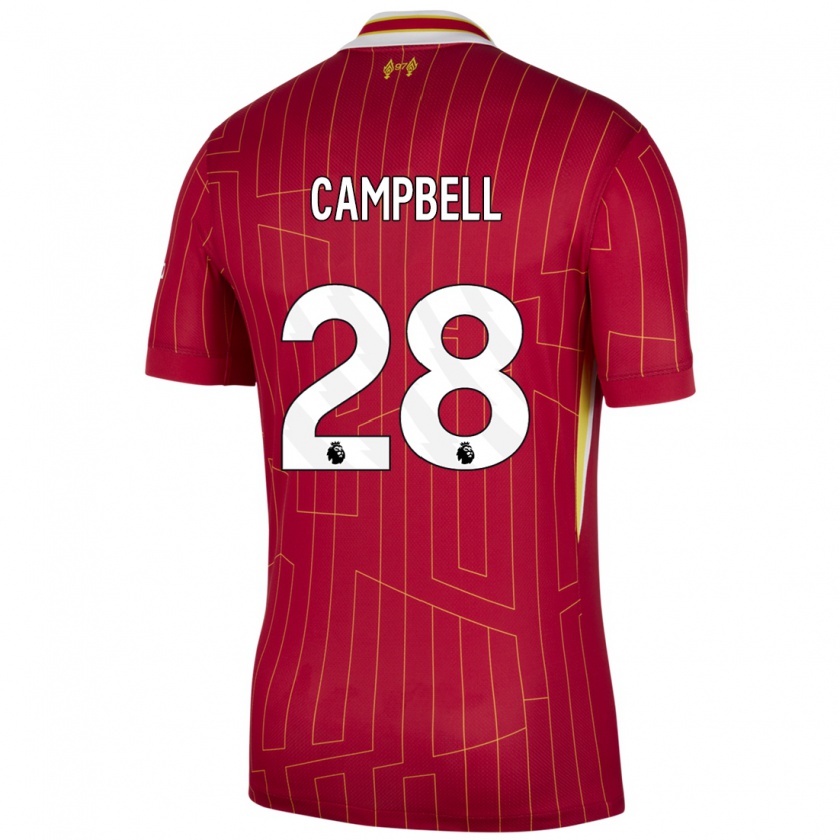 Kandiny Herren Megan Campbell #28 Rot Gelb Weiß Heimtrikot Trikot 2024/25 T-Shirt