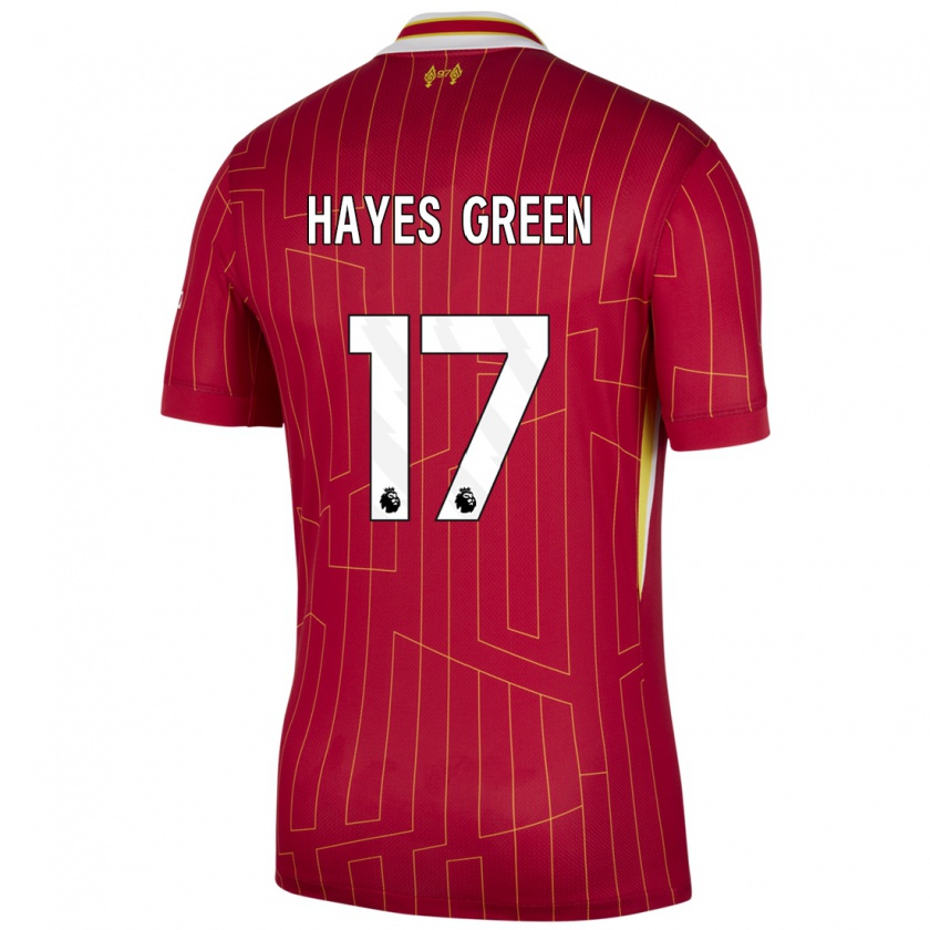 Kandiny Herren Charlie Hayes-Green #17 Rot Gelb Weiß Heimtrikot Trikot 2024/25 T-Shirt