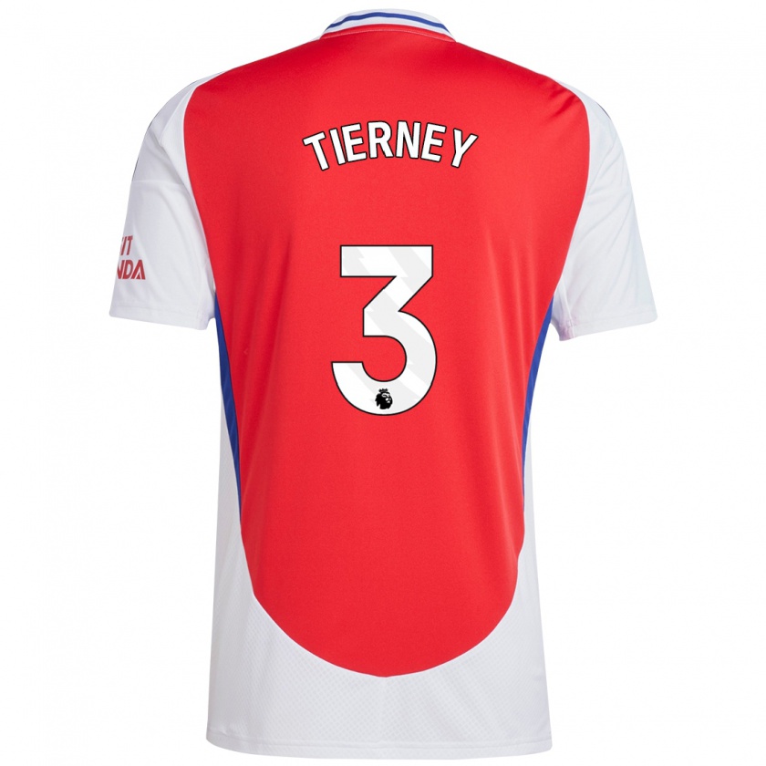 Kandiny Herren Kieran Tierney #3 Rot Weiß Heimtrikot Trikot 2024/25 T-Shirt