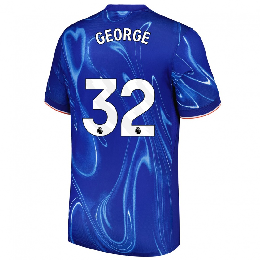 Kandiny Herren Tyrique George #32 Blau Weiß Heimtrikot Trikot 2024/25 T-Shirt