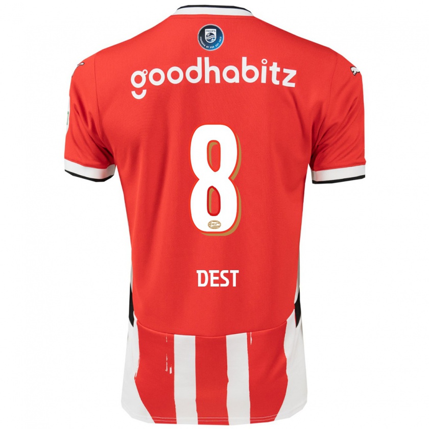 Kandiny Herren Sergiño Dest #8 Rot Weiß Heimtrikot Trikot 2024/25 T-Shirt