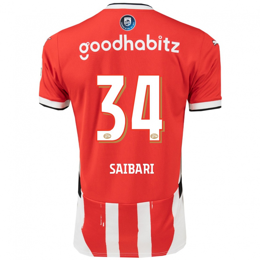 Kandiny Herren Ismael Saibari #34 Rot Weiß Heimtrikot Trikot 2024/25 T-Shirt