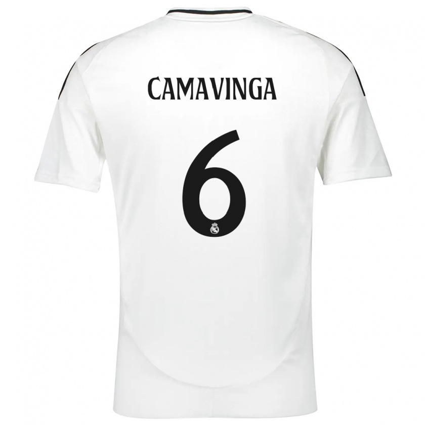 Kandiny Herren Eduardo Camavinga #6 Weiß Heimtrikot Trikot 2024/25 T-Shirt