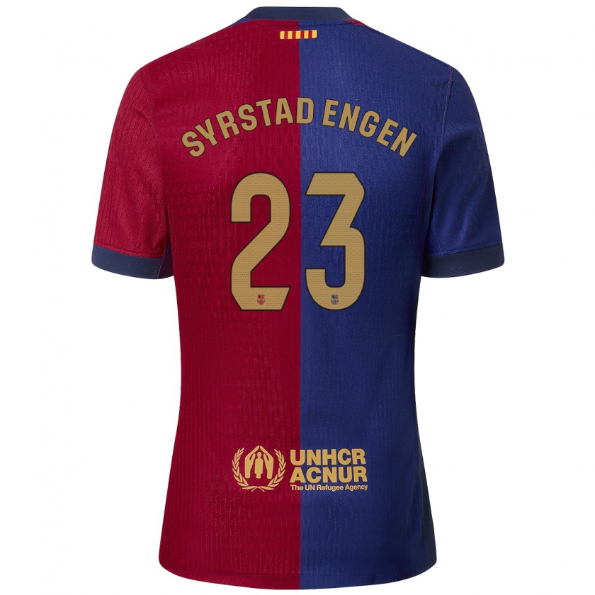 Kandiny Herren Ingrid Syrstad Engen #23 Blau Rot Heimtrikot Trikot 2024/25 T-Shirt