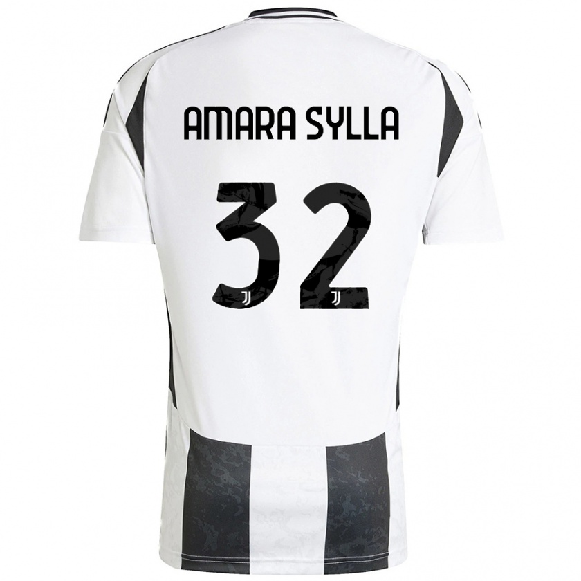 Kandiny Herren Idris Amara Sylla #32 Weiß Schwarz Heimtrikot Trikot 2024/25 T-Shirt