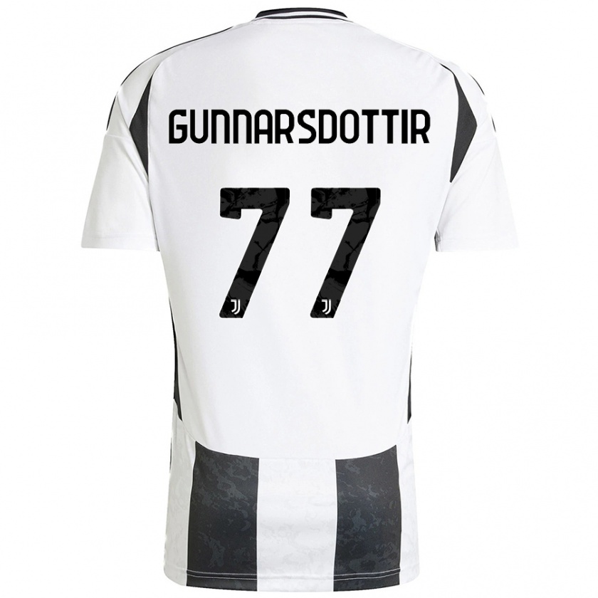 Kandiny Herren Sara Björk Gunnarsdóttir #77 Weiß Schwarz Heimtrikot Trikot 2024/25 T-Shirt