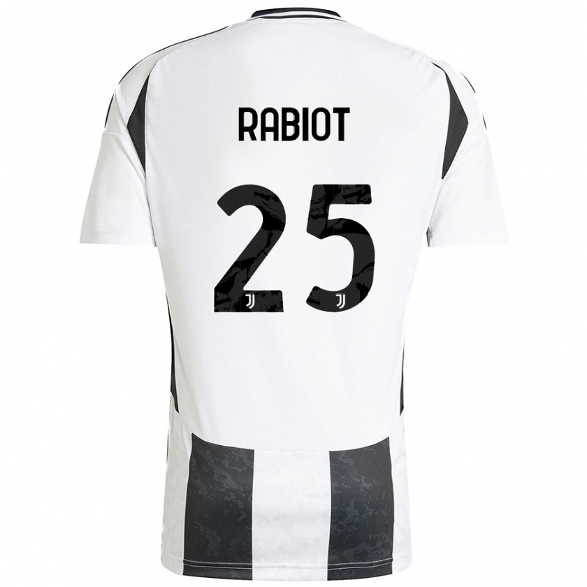 Kandiny Herren Adrien Rabiot #25 Weiß Schwarz Heimtrikot Trikot 2024/25 T-Shirt