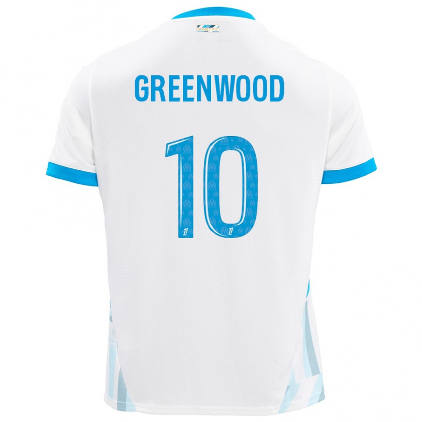 Kandiny Herren Mason Greenwood #10 Weiß Himmelblau Heimtrikot Trikot 2024/25 T-Shirt