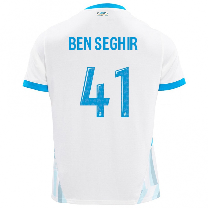 Kandiny Herren Salim Ben Seghir #41 Weiß Himmelblau Heimtrikot Trikot 2024/25 T-Shirt