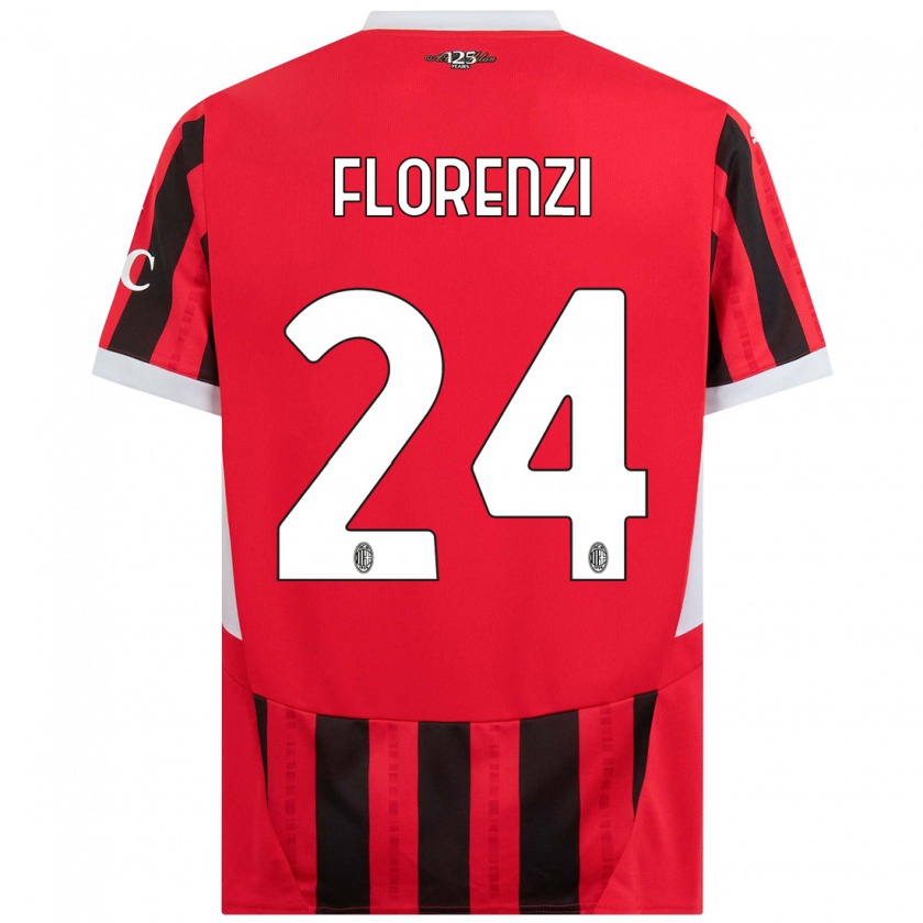 Kandiny Herren Alessandro Florenzi #24 Rot Schwarz Heimtrikot Trikot 2024/25 T-Shirt