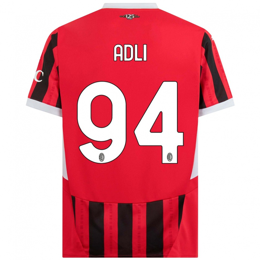 Kandiny Herren Yacine Adli #94 Rot Schwarz Heimtrikot Trikot 2024/25 T-Shirt