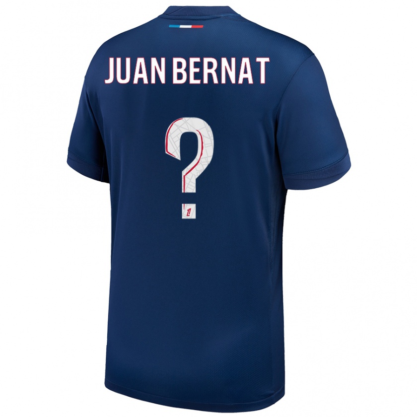 Kandiny Herren Juan Bernat #0 Marineblau Weiß Heimtrikot Trikot 2024/25 T-Shirt