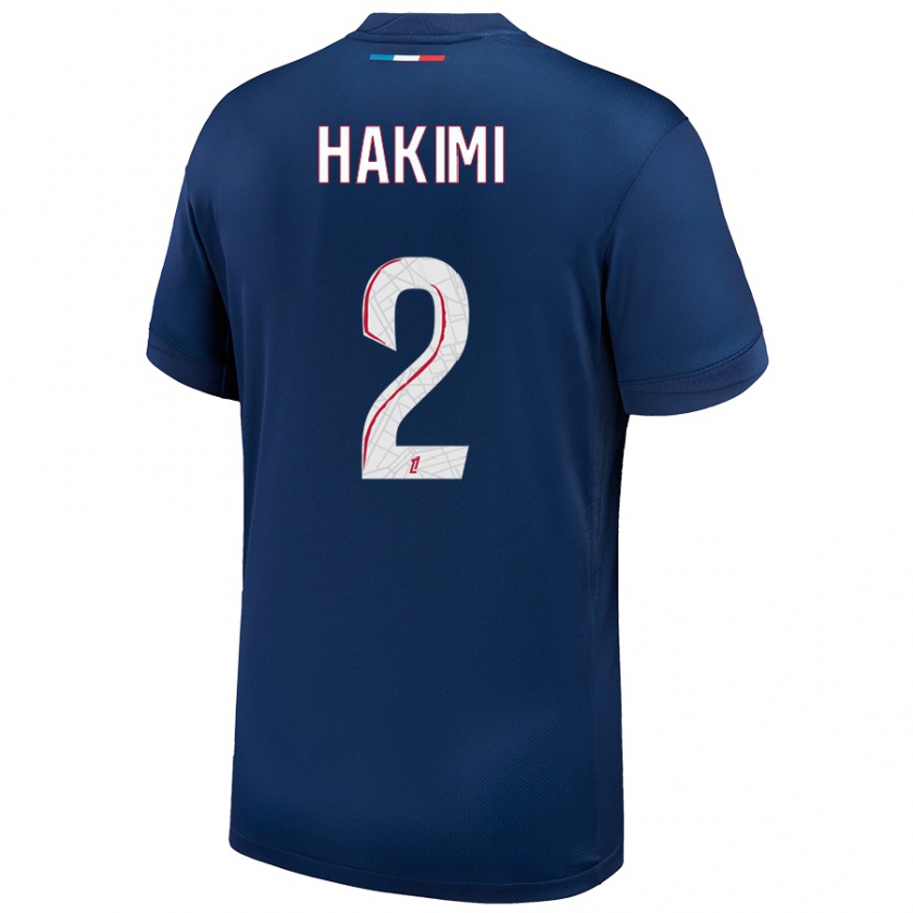 Kandiny Herren Achraf Hakimi #2 Marineblau Weiß Heimtrikot Trikot 2024/25 T-Shirt