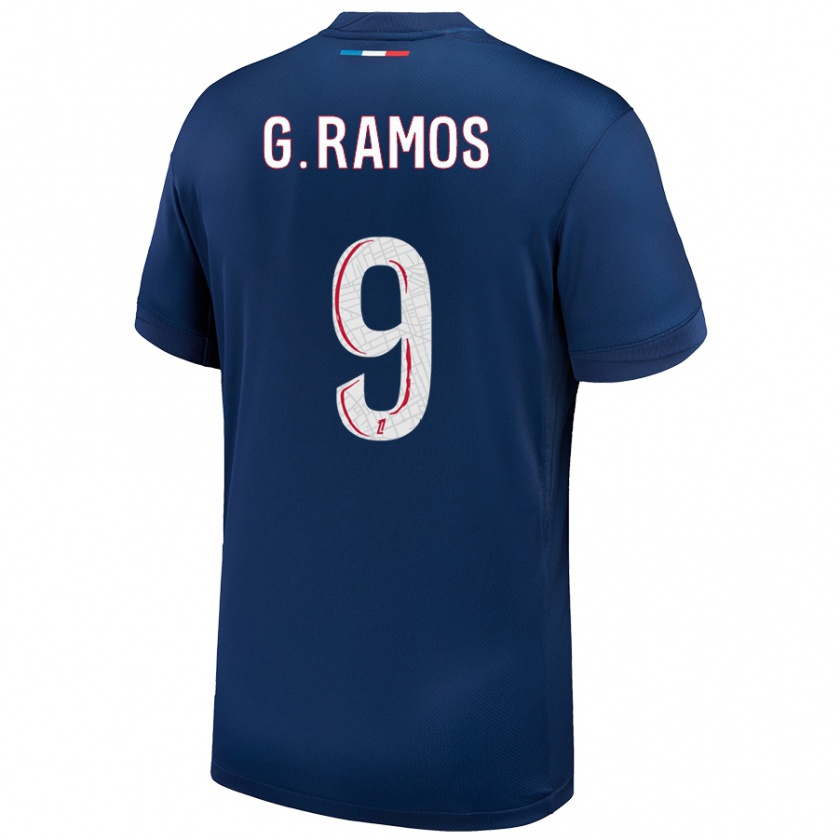 Kandiny Herren Gonçalo Ramos #9 Marineblau Weiß Heimtrikot Trikot 2024/25 T-Shirt