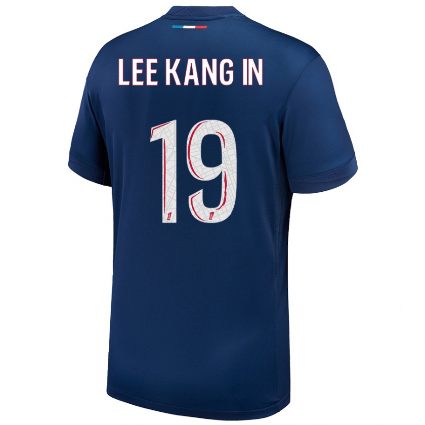 Kandiny Herren Kang-In Lee #19 Marineblau Weiß Heimtrikot Trikot 2024/25 T-Shirt