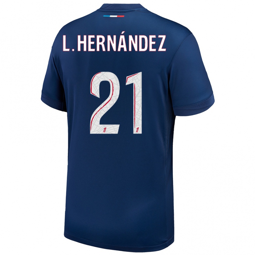 Kandiny Herren Lucas Hernández #21 Marineblau Weiß Heimtrikot Trikot 2024/25 T-Shirt