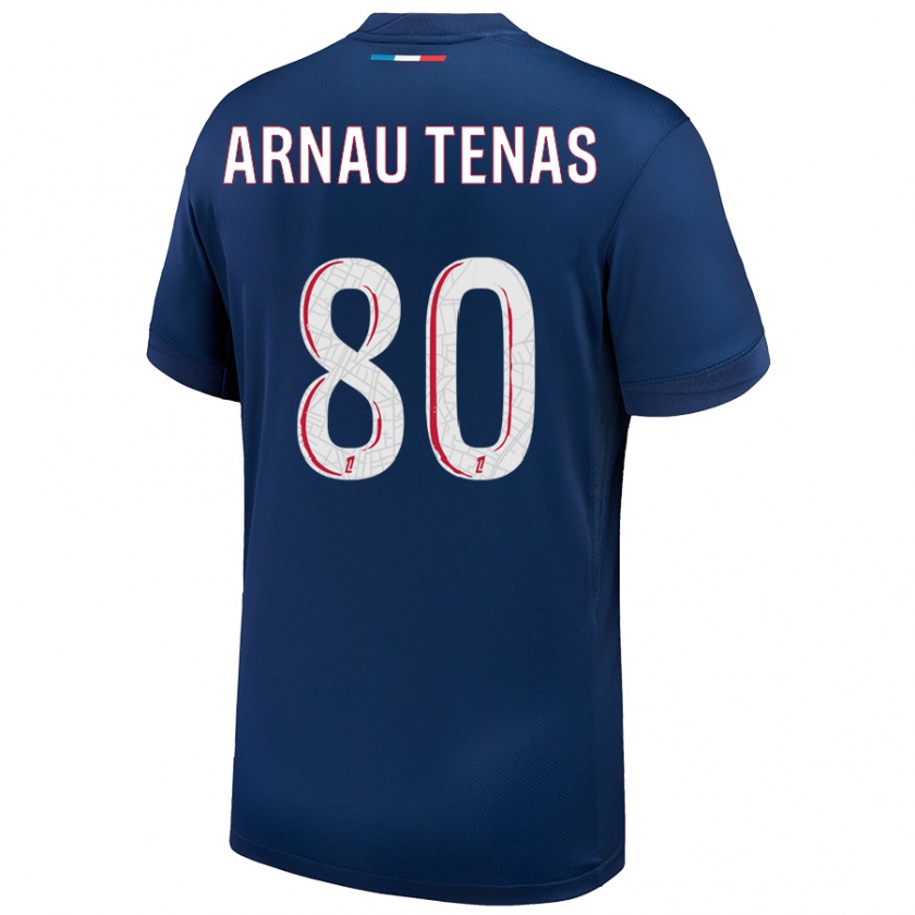 Kandiny Herren Arnau Tenas #80 Marineblau Weiß Heimtrikot Trikot 2024/25 T-Shirt