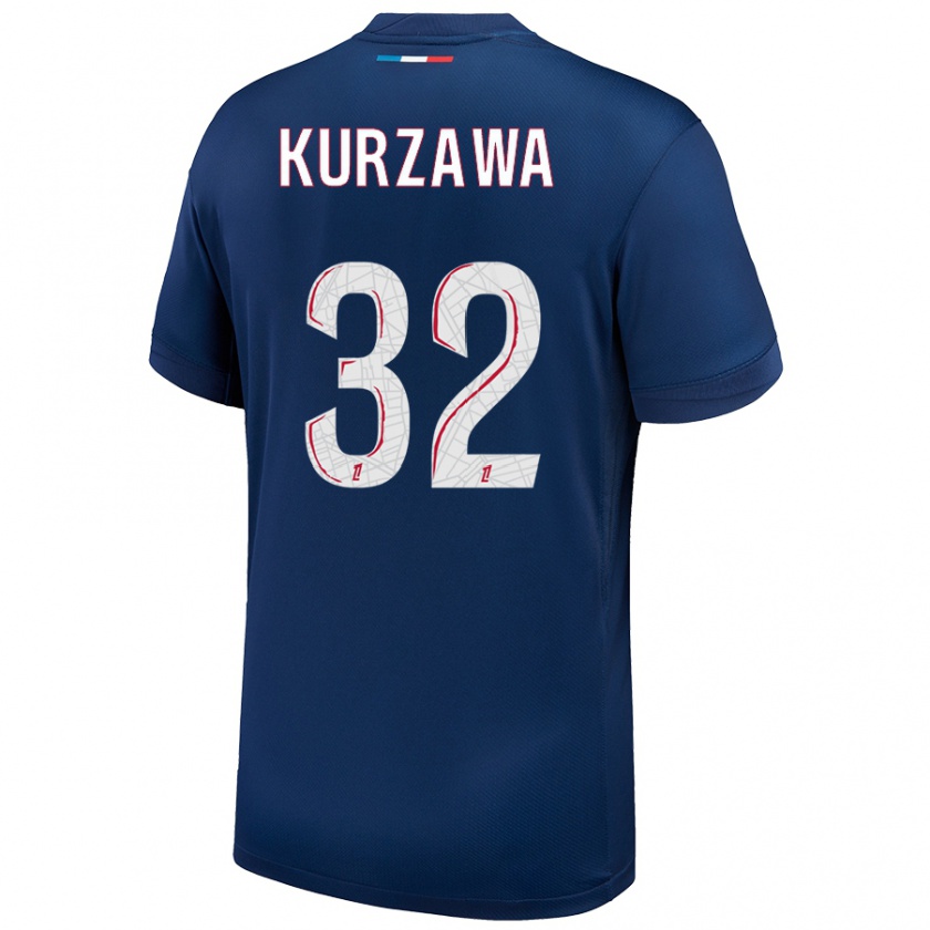 Kandiny Herren Layvin Kurzawa #32 Marineblau Weiß Heimtrikot Trikot 2024/25 T-Shirt