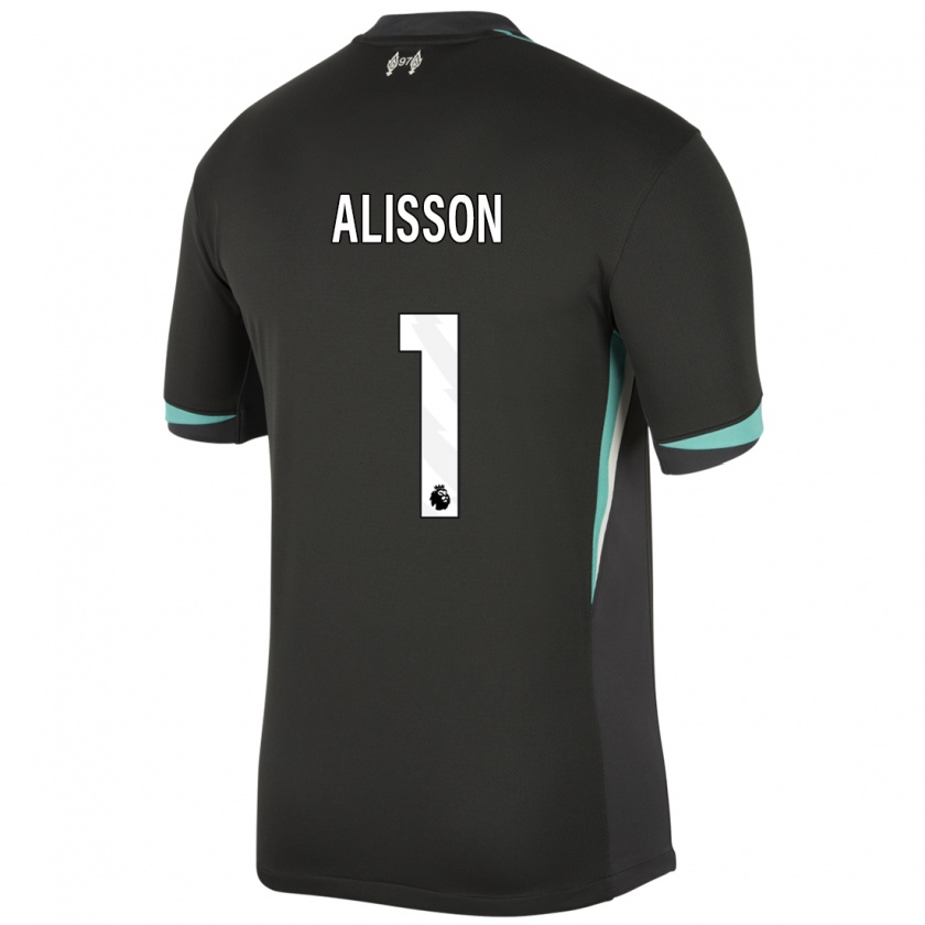 Kandiny Herren Alisson #1 Schwarz Anthrazitweiß Auswärtstrikot Trikot 2024/25 T-Shirt