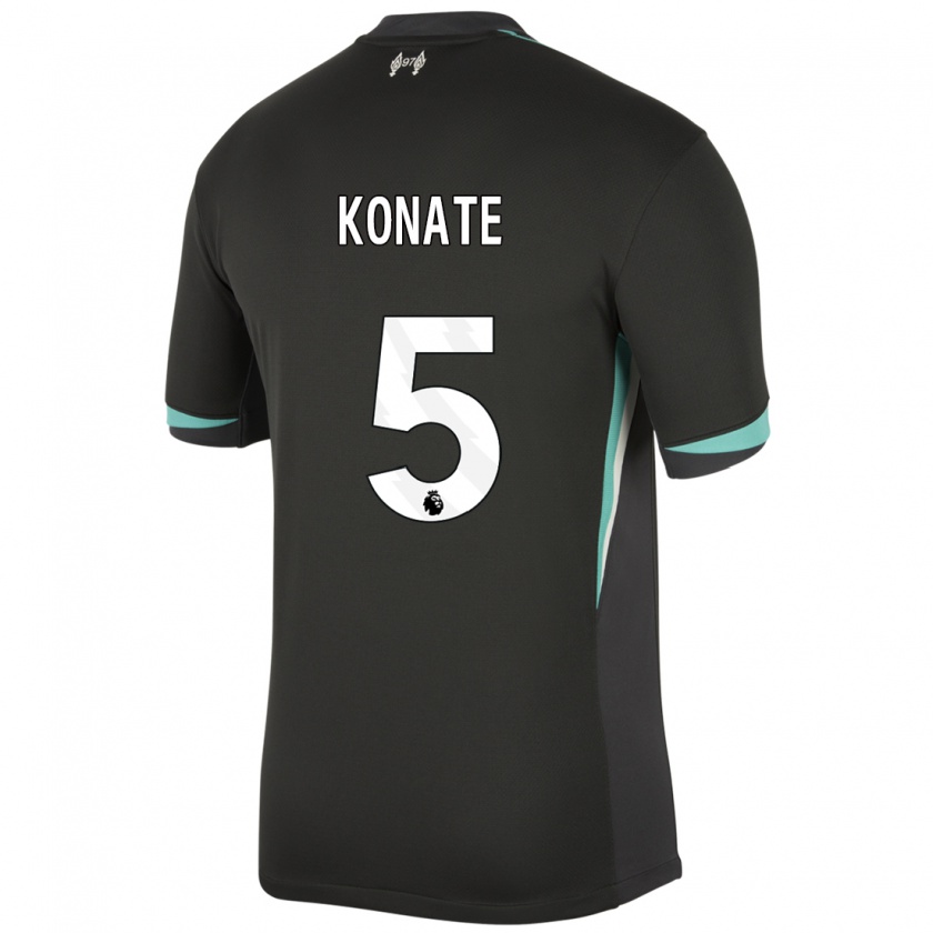 Kandiny Herren Ibrahima Konaté #5 Schwarz Anthrazitweiß Auswärtstrikot Trikot 2024/25 T-Shirt