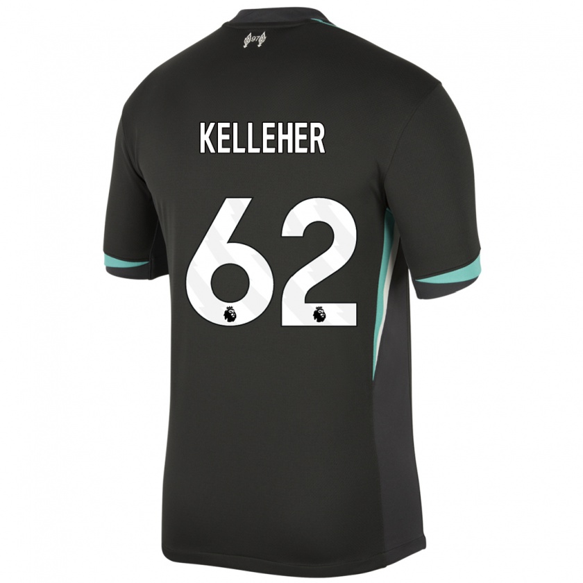 Kandiny Herren Caoimhín Kelleher #62 Schwarz Anthrazitweiß Auswärtstrikot Trikot 2024/25 T-Shirt