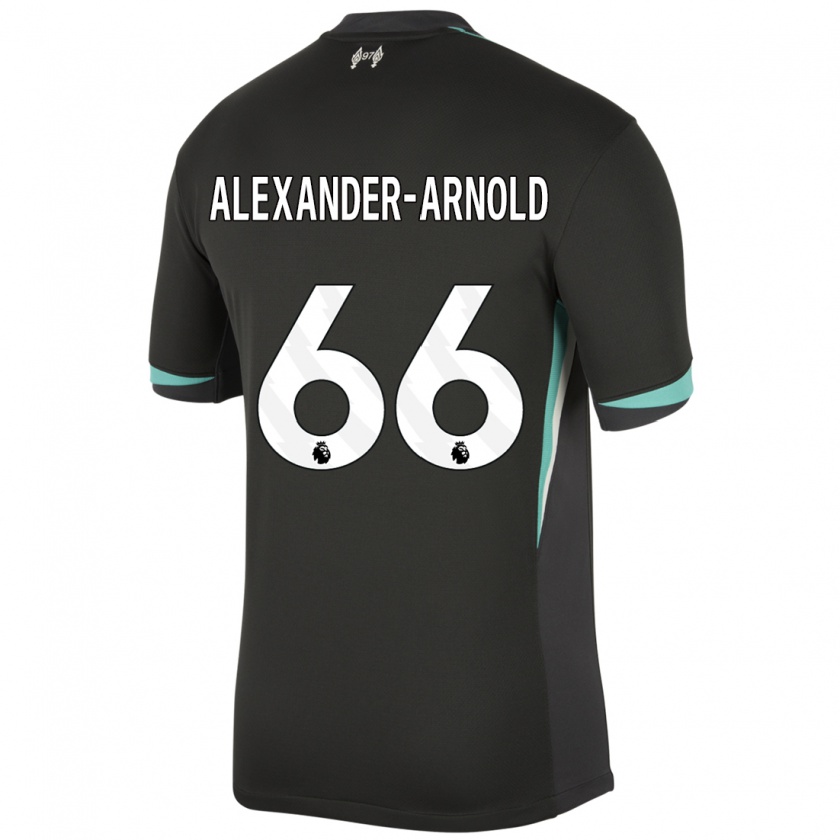 Kandiny Herren Trent Alexander-Arnold #66 Schwarz Anthrazitweiß Auswärtstrikot Trikot 2024/25 T-Shirt