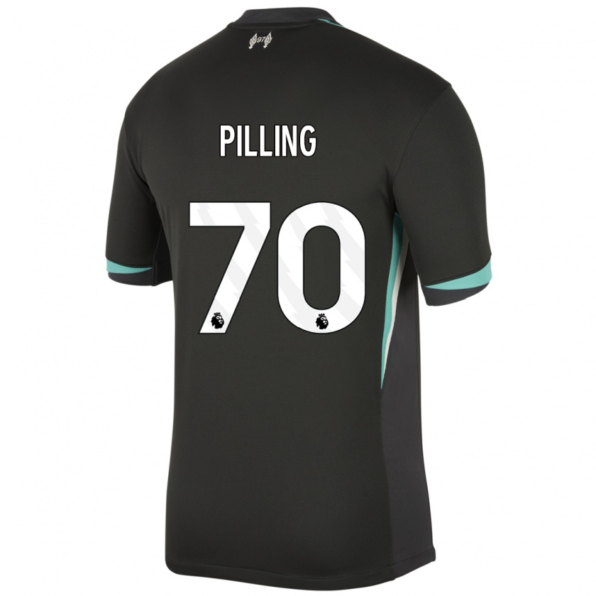 Kandiny Herren Tommy Pilling #70 Schwarz Anthrazitweiß Auswärtstrikot Trikot 2024/25 T-Shirt