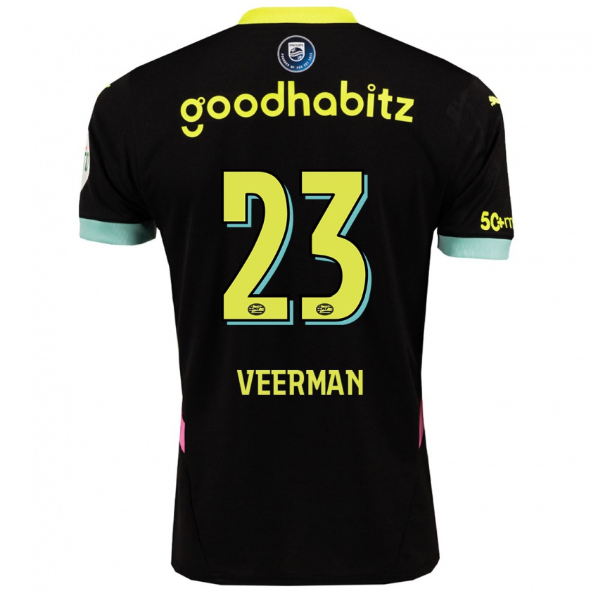 Kandiny Herren Joey Veerman #23 Schwarz Gelb Auswärtstrikot Trikot 2024/25 T-Shirt