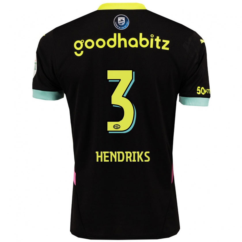 Kandiny Herren Gwyneth Hendriks #3 Schwarz Gelb Auswärtstrikot Trikot 2024/25 T-Shirt