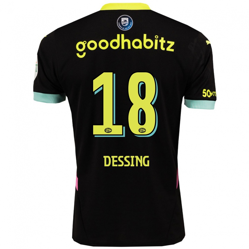 Kandiny Herren Shanique Dessing #18 Schwarz Gelb Auswärtstrikot Trikot 2024/25 T-Shirt