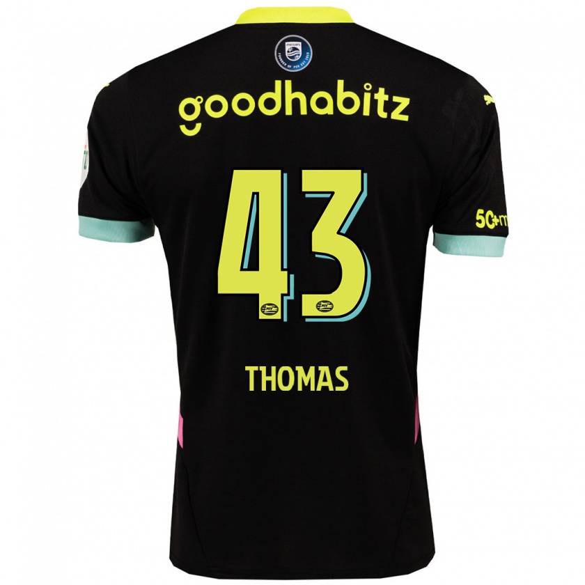 Kandiny Herren Kealyn Thomas #43 Schwarz Gelb Auswärtstrikot Trikot 2024/25 T-Shirt