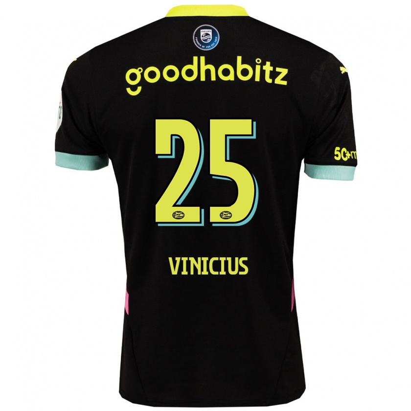 Kandiny Herren Carlos Vinicius #25 Schwarz Gelb Auswärtstrikot Trikot 2024/25 T-Shirt