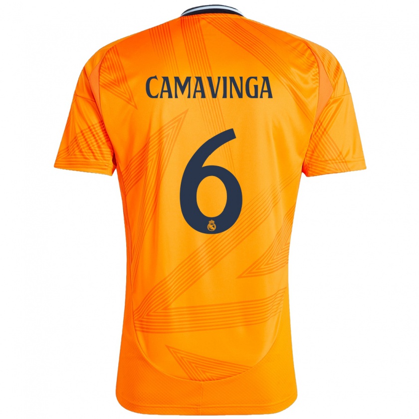 Kandiny Herren Eduardo Camavinga #6 Orange Auswärtstrikot Trikot 2024/25 T-Shirt