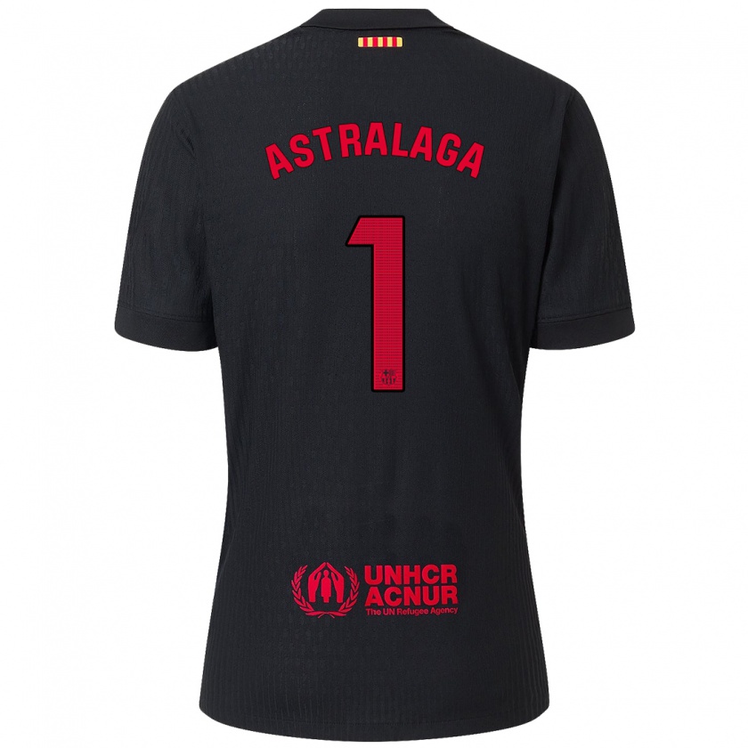 Kandiny Herren Ander Astralaga #1 Schwarz Rot Auswärtstrikot Trikot 2024/25 T-Shirt