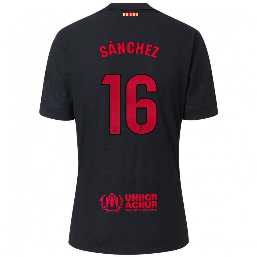 Kandiny Herren Edu Sánchez #16 Schwarz Rot Auswärtstrikot Trikot 2024/25 T-Shirt