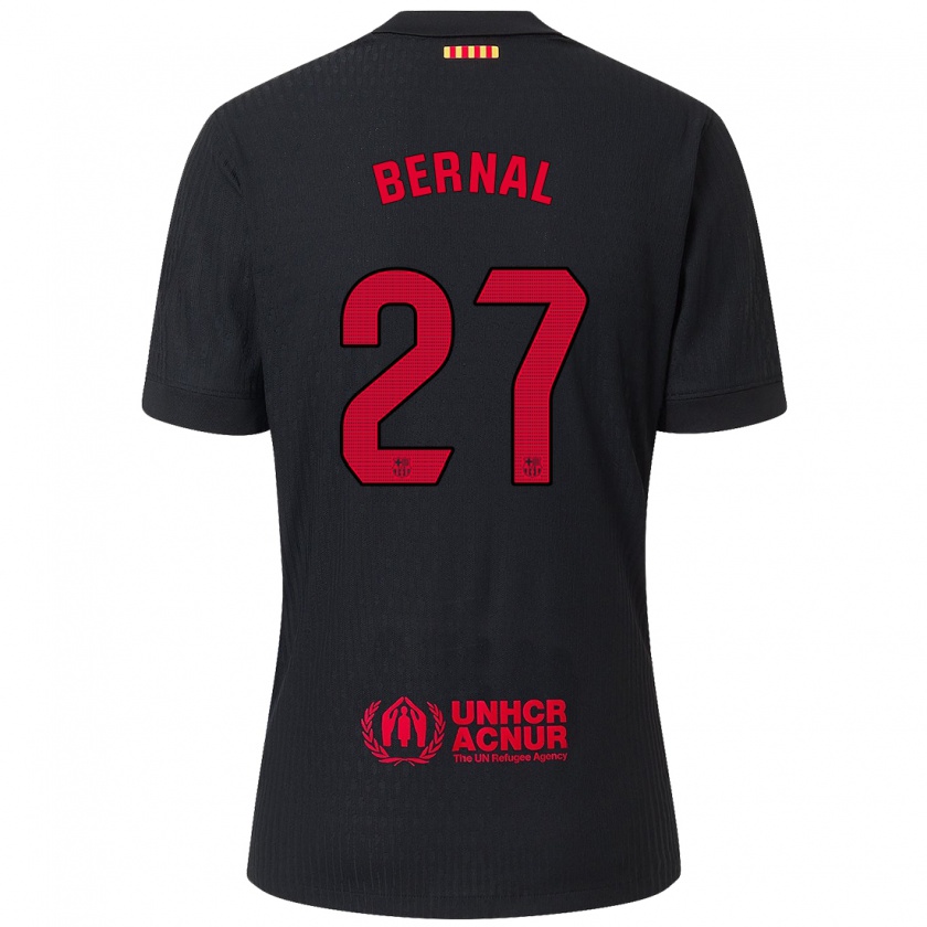 Kandiny Herren Marc Bernal #27 Schwarz Rot Auswärtstrikot Trikot 2024/25 T-Shirt