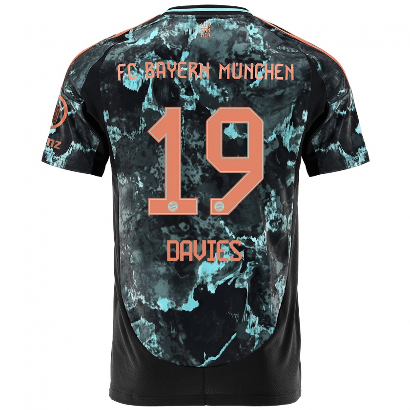 Kandiny Herren Alphonso Davies #19 Schwarz Auswärtstrikot Trikot 2024/25 T-Shirt