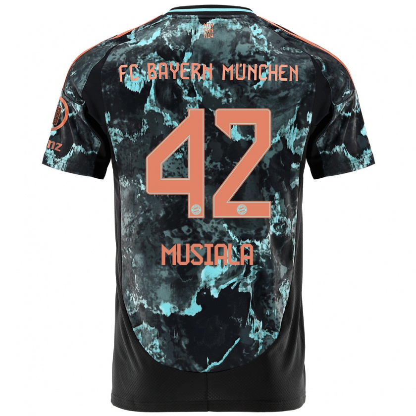 Kandiny Herren Jamal Musiala #42 Schwarz Auswärtstrikot Trikot 2024/25 T-Shirt