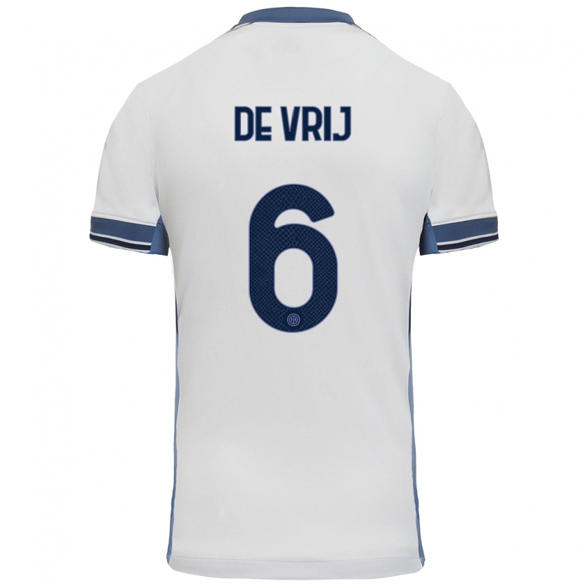 Kandiny Herren Stefan De Vrij #6 Weißgrau Auswärtstrikot Trikot 2024/25 T-Shirt