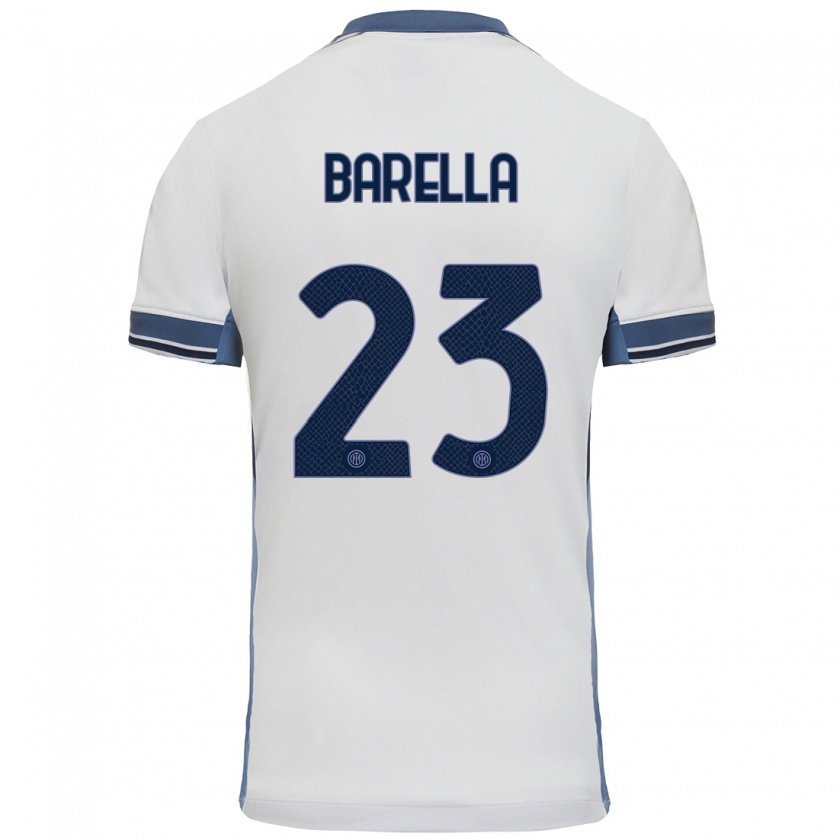 Kandiny Herren Nicolò Barella #23 Weißgrau Auswärtstrikot Trikot 2024/25 T-Shirt