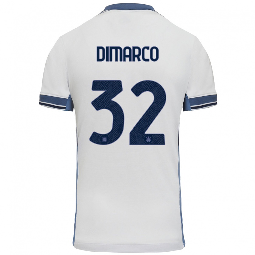 Kandiny Herren Federico Dimarco #32 Weißgrau Auswärtstrikot Trikot 2024/25 T-Shirt