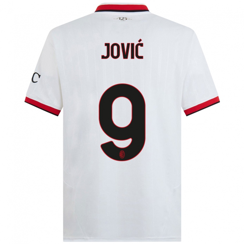 Kandiny Herren Luka Jović #9 Weiß Schwarz Rot Auswärtstrikot Trikot 2024/25 T-Shirt