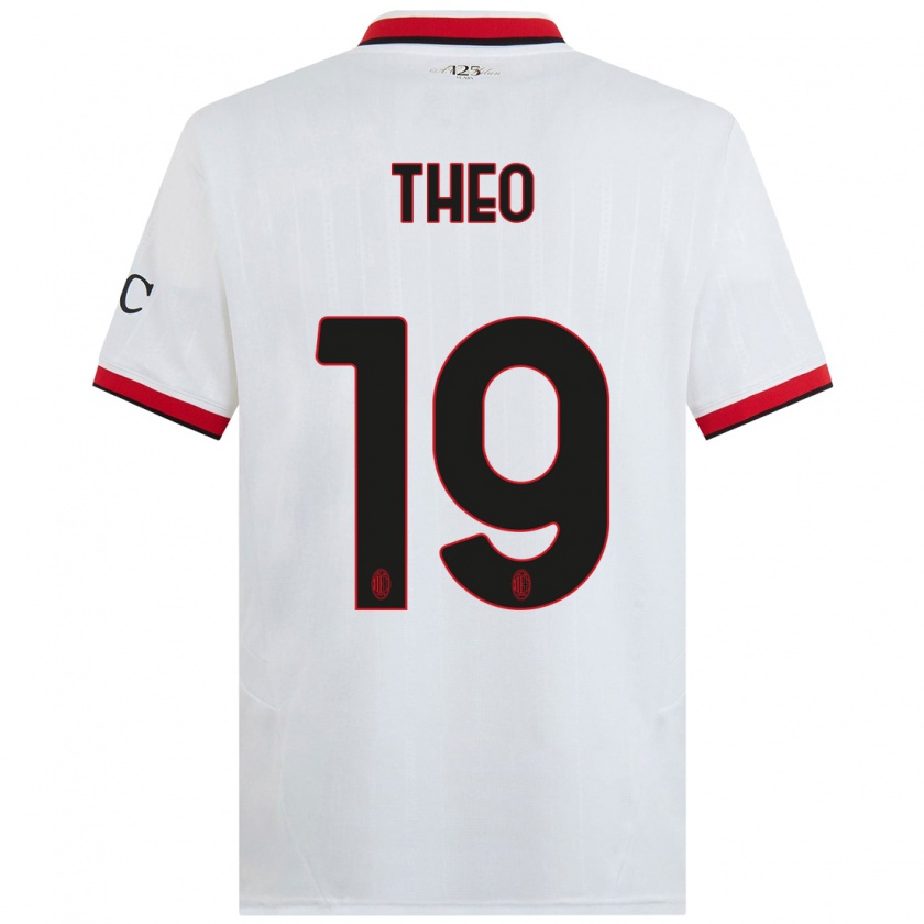 Kandiny Herren Theo Hernández #19 Weiß Schwarz Rot Auswärtstrikot Trikot 2024/25 T-Shirt